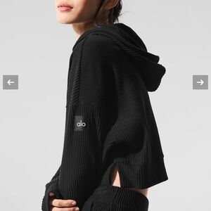 ALO Yoga Ribbed Black Hoodie & Joggers